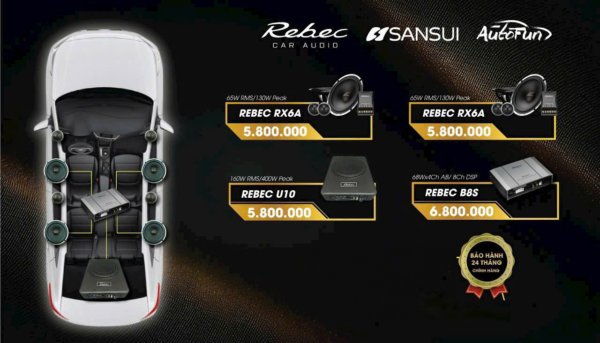 Combo âm thanh VJET 06 — Rebec RX6A + B8S + U10