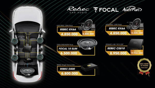 Combo âm thanh VJET 21 — Rebec RX6A + CS810 + Focal 10 SLIM