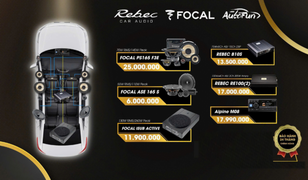 Combo âm thanh VJET 34 — Focal PS165 F3E + ISUB ACTIVE + Alpine M08